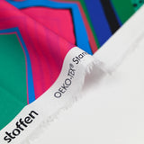 Retro pink and blue chevron printed cotton poplin