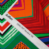 Retro green and orange chevron printed cotton poplin