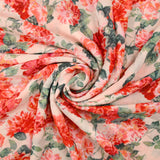Voile de viscose imprimée rosier fond blush