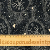 Organza de 100% soie imprimé médaillon danseuse fond noir