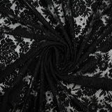 Guipure fine motif champêtre fond noir
