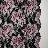 Lace printed sky blue flowers and wine red black background
