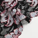 Lace printed sky blue flowers and wine red black background