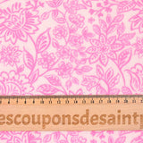 Double gauze printed with pink flowers on an ecru background