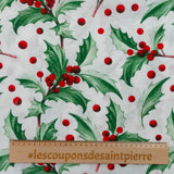 Polycotton printed Christmas hoe green and red ball