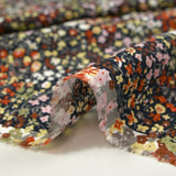 Viscose printed flowers Meryl navy background
