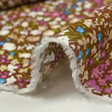 Viscose printed flowers Meryl brown background