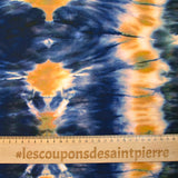 Viscosa estampada tie and dye azul marino y mostaza