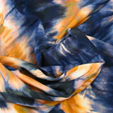 Viscosa estampada tie and dye azul marino y mostaza