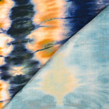 Viscosa estampada tie and dye azul marino y mostaza