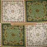 Paisley printed viscose satin in ecru and khaki square