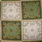 Paisley printed viscose satin in ecru and khaki square