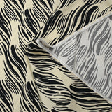 Viscose satin printed with black breath on ecru background