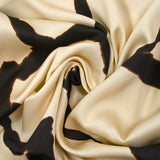 Satin de viscose imprimé vibration marron fond écru