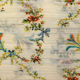 Voile de coton et soie Lurex imprimé floral fond écru