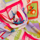 Viscosa estampada Seaside con fondo crudo