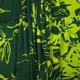 Viscose twill printed ombre floral lime green and forest