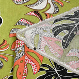 Lin viscose imprimé pluie de monsteras fond vert