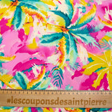 Miami yellow printed viscose with pink background