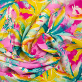 Miami yellow printed viscose with pink background