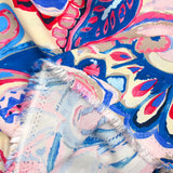 Viscosa estampada campo azul y fucsia
