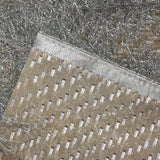 Organza de seda nude cortada con lurex largo plateado