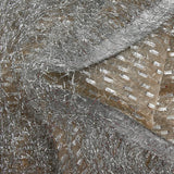 Organza de seda nude cortada con lurex largo plateado
