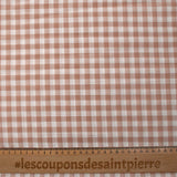 Dyed woven polycotton linen look gingham pink beige and white