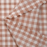 Dyed woven polycotton linen look gingham pink beige and white