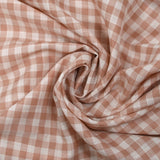 Dyed woven polycotton linen look gingham pink beige and white