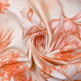 Coton élasthanne élégance florale pêche fond blanc cassé