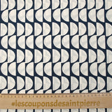 Popelín de algodón estampado semicírculo fondo azul medianoche