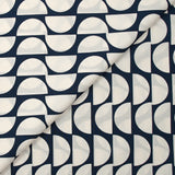 Popelín de algodón estampado semicírculo fondo azul medianoche