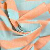 Coton rayé bleu et mandarine