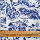 100% Lin Print Live Natural Marine White background
