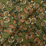 Velours de coton côtelé imprimé indien Kerala fond kaki