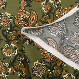 Velours de coton côtelé imprimé indien Kerala fond kaki