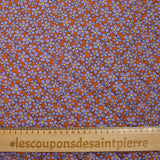 Coton matelassé double face Talia fleurs violet et brique au mètre