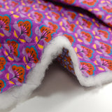 Coton matelassé double face Talia fleurs violet et brique au mètre