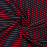 Jersey de coton rayé fraise fond bleu nuit