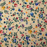 Polyester satin herbarium print light beige background