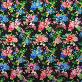 Doublure twill de viscose imprimé champs de fleurs fond noir