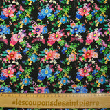 Doublure twill de viscose imprimé champs de fleurs fond noir