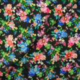 Doublure twill de viscose imprimé champs de fleurs fond noir