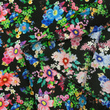 Doublure twill de viscose imprimé champs de fleurs fond noir
