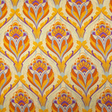 Doublure twill de viscose imprimé tapisserie orange fond jaune beurre