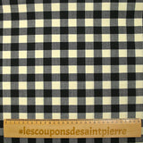 Tissu tailleur laine vichy noir et écru