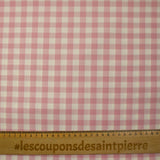 Tissu tailleur laine vichy rose et blanc cassé