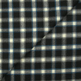 Flanelle de laine à carreaux blanc cassé et bleu fond noir