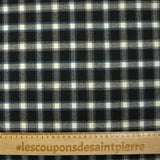Flanelle de laine à carreaux blanc cassé et bleu fond noir
